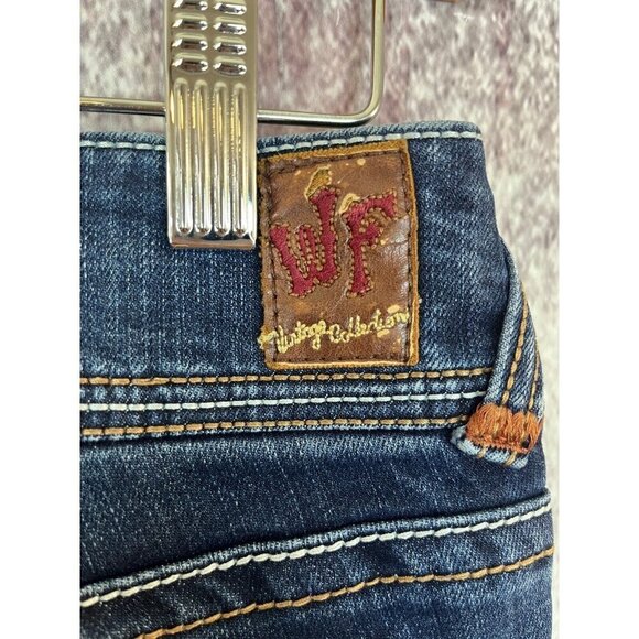 Wallflower Jeans Womens 1 Blue Flared Low Rise Embroidered Y2k Boho Angel Wings - Picture 5 of 14